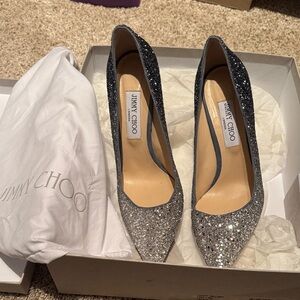 Jimmy Choo Glittering Silver Heels
